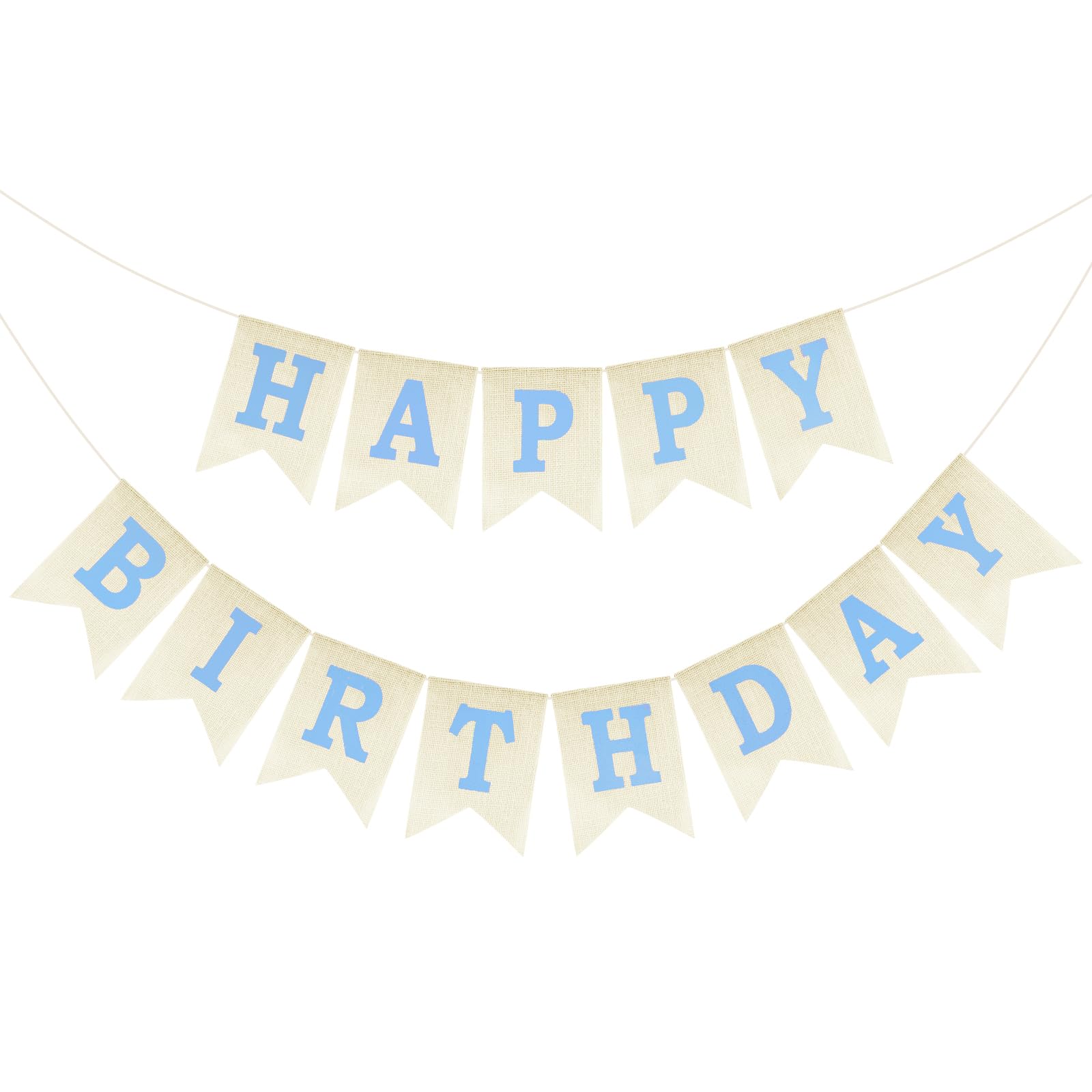 Photo 1 of Anwyll Happy Birthday Banner - NO DIY Blue Burlap Happy Birthday Banner Sign Happy Birthdays Party Decoration Happy Birthdays Banners Bunting for Men Boy Prince Celebration Party Backdrop