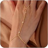 Gold Hand Chain Bracelets for Women Trendy，Dainty Clover Pearl Charm Ring Bracelet Hand Chain 14K Gold Planted Cute Heart Butterfly Flower Stackable Bracelets for Women Non Tarnish Gold Jewelry Gifts