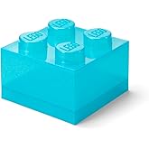LEGO Storage Brick 4 Storage Box with Lid Glitter Light Blue | LEGO Brick Storage Box Stackable Organizer Toy, Desk &amp; Shelf Storage Brick Size 4