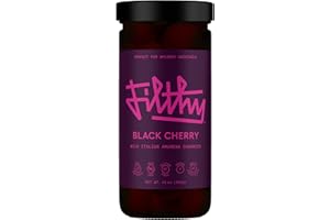 FILTHY FOOD Filthy Cocktail Amarena Black Cherries, Premium Cocktail Garnish, All Natural Wild Italian Amarena Black Cherry, Non-GMO, Gluten Free, Vegan, Slow-Cooked, 11 Oz Jar, 45 Cherries