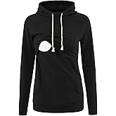 Liu & Qu Womens Nursing Hoodie Long Sleeves Sweatshirt Breastfeeding Layered Top Pocket Casual Clothes