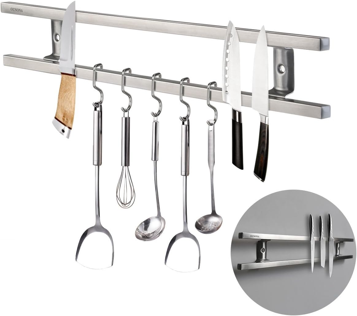 Wall Mount Magnetic Knife Storage Holder Chef Rack Strip Utensil Kitchen Tool