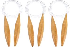 HARFINGTON 3Pcs US Size 50 (25 mm) Circular Knitting Needles, 39 Inch / 100 cm Round Wooden Needle for Handmade Projects DIY 