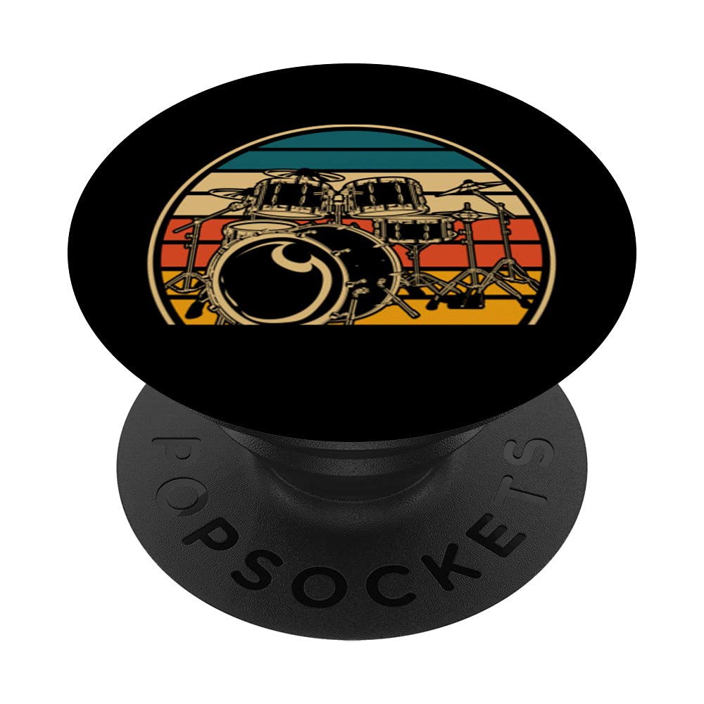 Retro Drummer Drum Set Rock Music Percussion Musician Drums PopSockets Swappable PopGrip