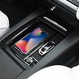 Topfit Qi Wireless Charger Center Container Storage Box with Wireless Charging, Center Console Compatible Tesla Model S and Model X（Fit for Phone Which Approve Wireless Charging）