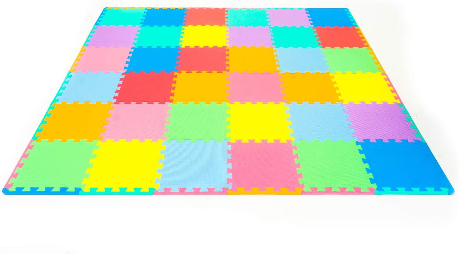 ProSource Puzzle Solid Foam Play Mat for Kids - 36 tiles with edges: Sports & Outdoors