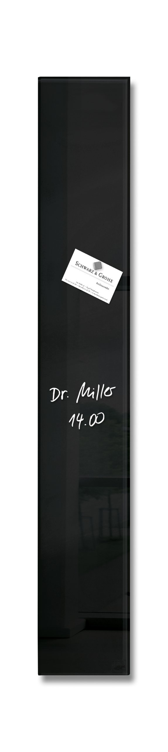 SIGEL GL100 Premium Glass magnetic Board, glossy surface, 12 x 78 cm, easy mounting, Black - Artverum