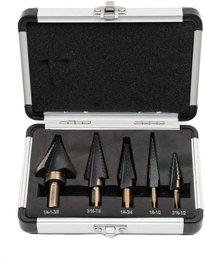 Malayas 5PCS Large High Speed Steel Cobalt Multiple Hole 50 Sizes Step Drill Bit Set for Cutting Holes in Steel Aluminum
