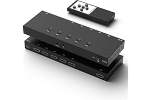 RuiPuo 5Port HDMI Switcher 4K@60Hz 5In 1Out HDMI Selector with IR Remote Supports Full HD 4K/1080P/3D & HDCP2.2 for Switch,Xbox,PS4/PS5,Fire Stick,Roku,Apple TV etc.