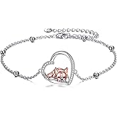 YFN Boston Terrier Dog Bracelet Gifts 925 Sterling Silver Dog Bracelet Cute Animal Adjustable Bracelets Dog Lover Memorial Gifts for Women Dog Jewelry Gifts