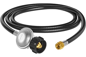 Jakivew 5FT Propane Regulator Hose, Low Pressure Gas Line for Blackstone 28"/36" Griddles, Weber, Nexgrill Grills, Patio Heaters & Propane Fire Pits – QCC-1 to 3/8" Female Flare Fitting