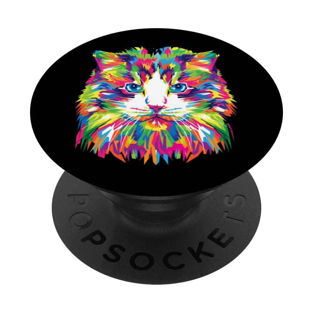 PRIDE RAINBOW FLAG GRAPHIC CAT HUMAN RIGHTS WOMENS MENS PopSockets Swappable PopGrip