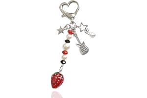 Meefisher Y2K Aesthetic Strawberry Butterfly Accessories Bear Guitar Keychain Cute Keyring for Girl Women Bag Charms Pendant