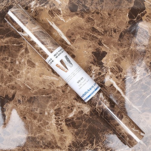 Wallstickery Marble Paper for Counter Top Brown Yellow Gray Granite Stone Look Gloss Self Adhesive Peel Stick Sticky Wall Stickers Removable Contact on Furniture Kitchen Cabinets - Thumbnail 4