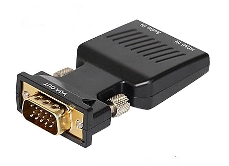 Veetop HDMI auf VGA Adapter für HD Bildübertragung mit vergoldetem Stecker und Audio. Schwarz