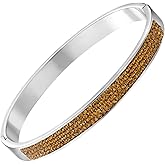 MDFUN Champagne Crystals Bangles Bracelets for Women, 18K White Gold on Stainless Steel Bangle Bracelet Sparkling Jewelry Gift