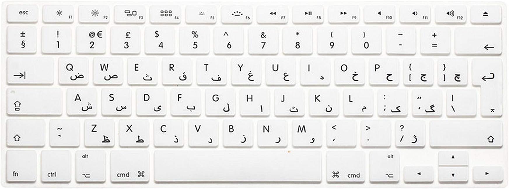 UK EU Silicone Keyboard Cover Skin Film for MacBook Air Pro 13 15 17 Arabic Keyboard Stickers for Mac Book Air 13"-White-