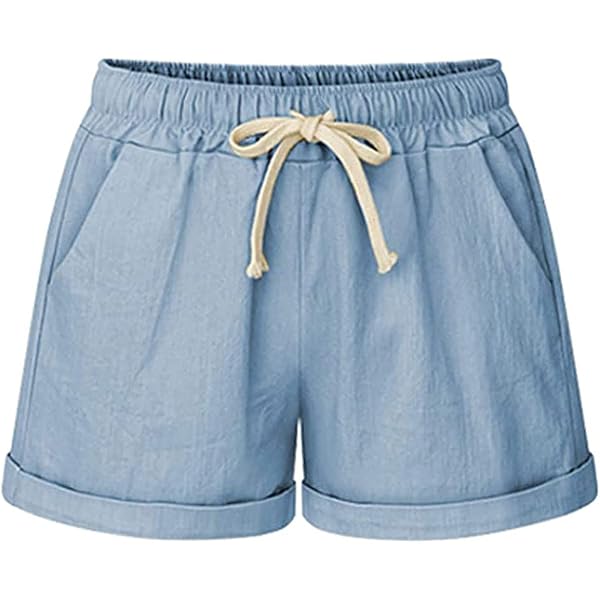 Fuwenni Women's Elastic Waist Bermuda Shorts - Soft Jersey Knit Knee-Length Shorts With Pockets