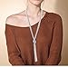 VUJANTIRY Women's Long Necklace Lariat Tassel Pendant Necklace Knot Y Sweater Necklace Strands (Silver)