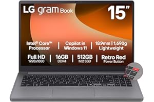 LG gram Book 15-inch Lightweight Laptop Computer, Intel Core i5-1334U Processor, Windows 11 Home, 16GB RAM, 512GB SSD - Titan