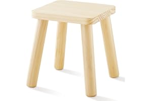 Beright Wooden Step Stool for Kids, Children's Stool fit with Sensory Table, Sturdy Sitting Stool with Assembled Four-Legged, for Children, Toddler, Square, 1 Pack