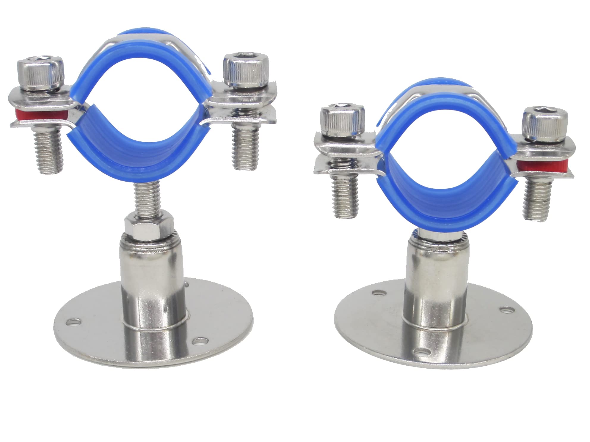 Stainless Steel Adjustable Pipe Bracket Clamp - Wall/Ceiling Mount Support for 32mm (1 Inch) Pipe, Heavy-Duty Rust-Proof Brackets, Short Type, 2 Pack — image 1