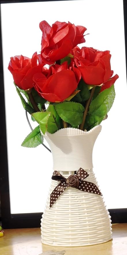 Buy Lilone Beautiful And Elegant Red Artificial Flower Vase With