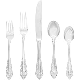 Wallace Antique Baroque 65-Piece 18/10 Flatware Set | Complete Service for 12, Ornate Baroque Design &amp; Mirror Finish, Includes Serving Pieces, Dishwasher Safe