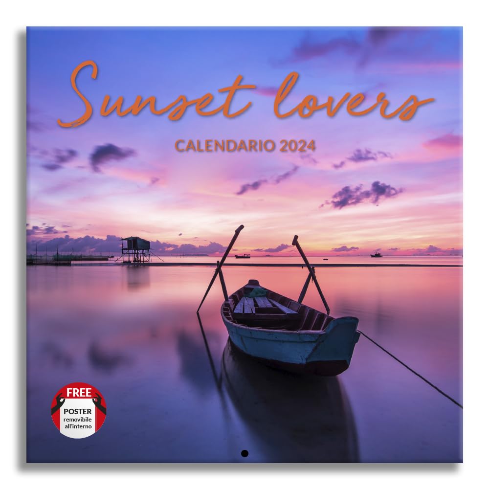 Sunset Lovers 2024 Wall Calendar - Ideal for Office and Home - 12 Months - 30 x 30 cm + Gift Poster Included