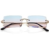 Kursan Frameless Rectangle Sunglasses for Men Women Small Rimless Sun Glasses Shades UV400 Protection