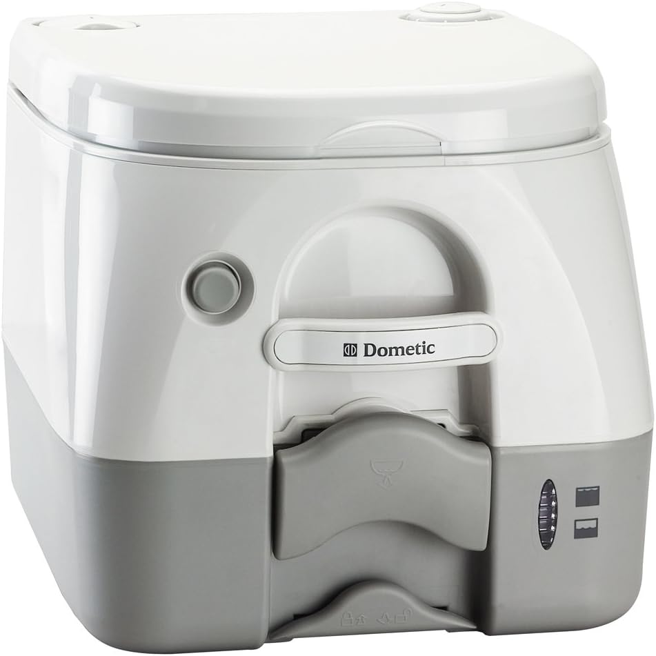 Dometic - 974 Portable Toilet 2.6 Gallon - Grey w/Brackets by Dometic Sanitation