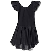 MdnMd Ballet Leotards for Girls Toddler Dance Ballet Leotard with Skirt Ballerina Dresses Tutu Outfits Flutter Sleeve