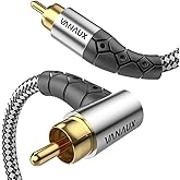VANAUX 90 Degree Subwoofer Cable,Premium Audio RCA to RCA Cable,(Gold-Plated Connectors) Ideal for Tight Spaces,Home Theater,Sound Systems (90 Degree to Straight, 10FT/3M)