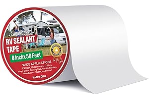 CHUANGSEED RV Roof Sealant Tape White, 8 Inch X 50 Foot UV-Resistant,Weatherproof Roof Seal Tape for RV Camper Trailer Boat S