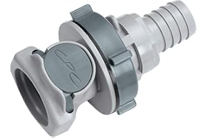 CPC (Colder) HFCD16812 Valved Bulkhead Panel Mount Hose Barb, PP, 3/8" Flow Size, 1/2" ID
