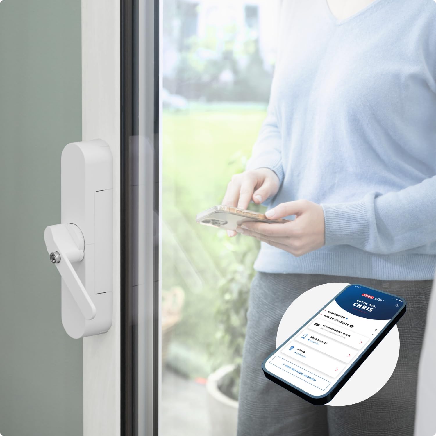ABUS Fensterantrieb WINTECTO One – smarter Fenstergriff für Fenster, Balkon- und Terrassentür – mit Alarmfunktion – einfache Montage ohne Bohren – Weiß, gleichschließend (AL0145) 5