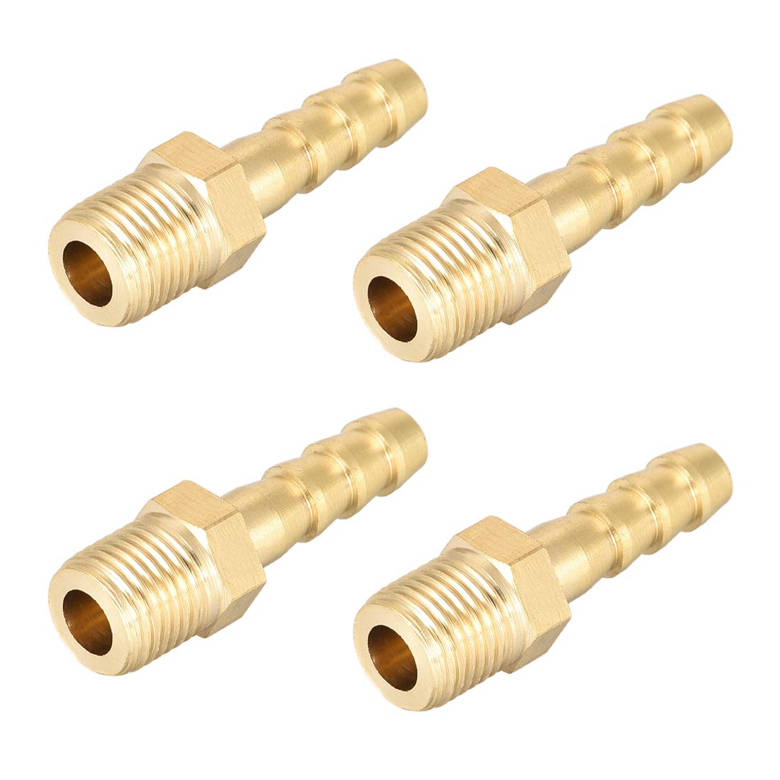 Photo 1 of uxcell Brass Fitting Connector Metric M10-1 Male to Barb Fit Hose ID 6mm 4pcs