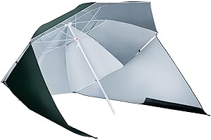Outsunny 7.5FT 2-in-1 Beach Umbrella with Carry Bag, Umbrella Shelter with Silver Coated UPF50+ UV Protection and Adjustable 