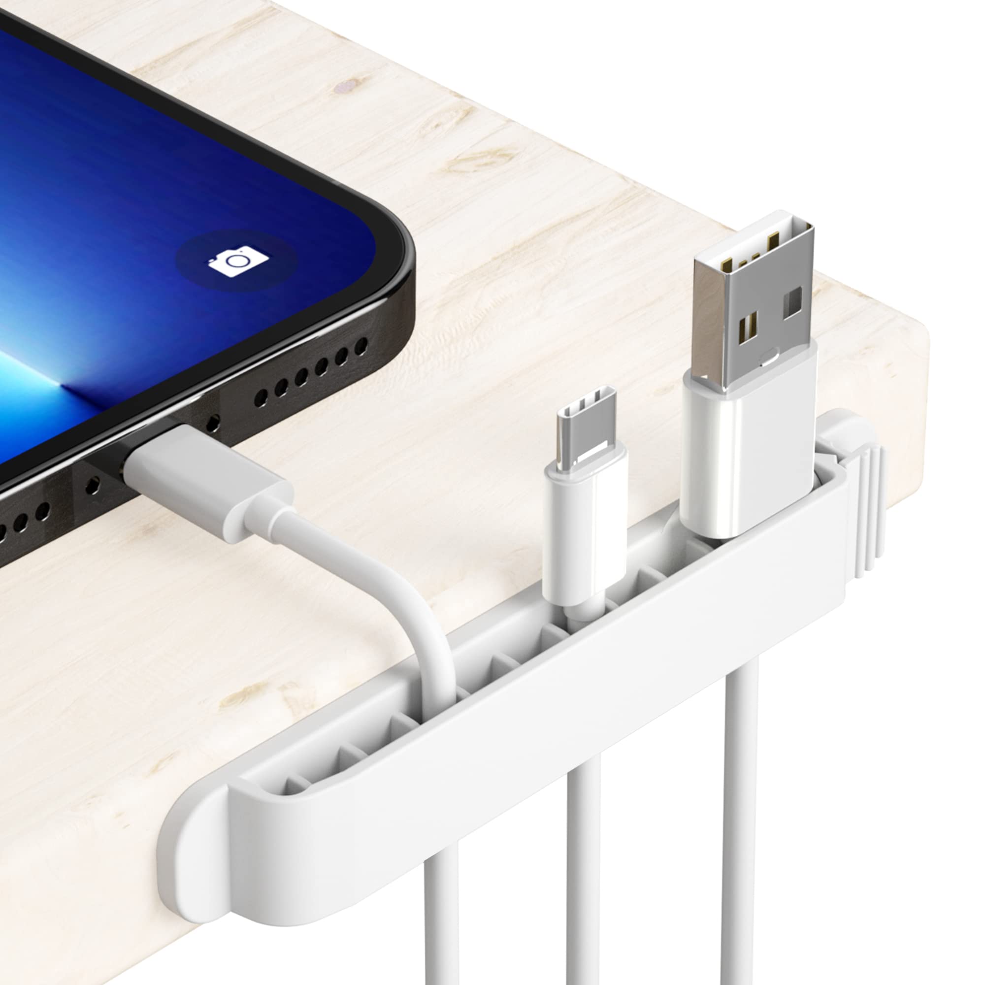 PZOZ 3 Pack Cable Clips Management Organiser Cable Cord Holder Self Adhesive Desk Wire Tidy for Phone Charging Cable Home Office (White)