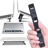 New True Path Adjustable Ergonomic Laptop & Keyboard Stand for Desks - Aluminum Alloy Heat Dissipation Riser, Non-Slip Feet for 10-17 MacBook, Dell, HP, Gaming Desktops (Black