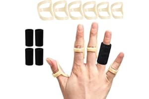 10pcs Oval Finger Splints & Sleeves Kit, 6 pcs Graduated Oval Trigger Finger Splint & 4 Finger Sleeves Supoort Brace,Trigger 