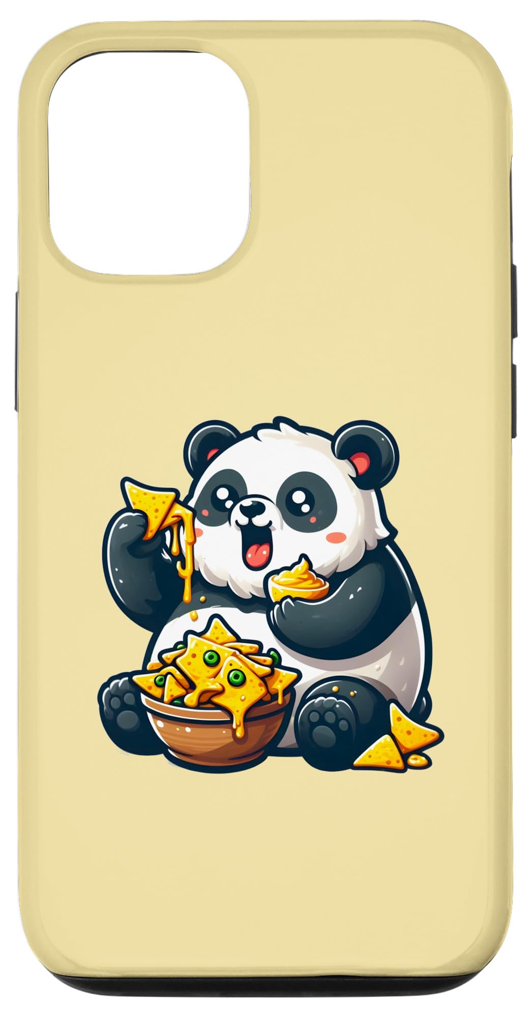 iPhone 15 Pro Chubby Panda Eating Nachos with Cheese Dip Case