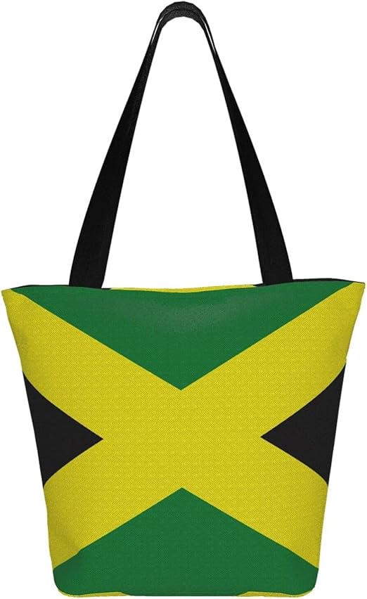 TeeryYY Jamaican Flag Canvas Tote Bag Large Women Casual Shoulder Bag