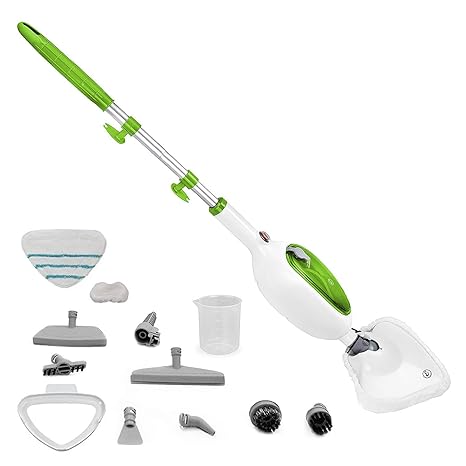 : Dampfbesen Multifunktions 10 in 1, Dampfreiniger für Böden, 2 Tücher inklusive, ideal für Bad, Küche, Teppiche, Fliesen und