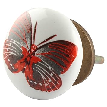 Indian Shelf Handmade Ceramic Butterfly Cabinet Knobs Flat