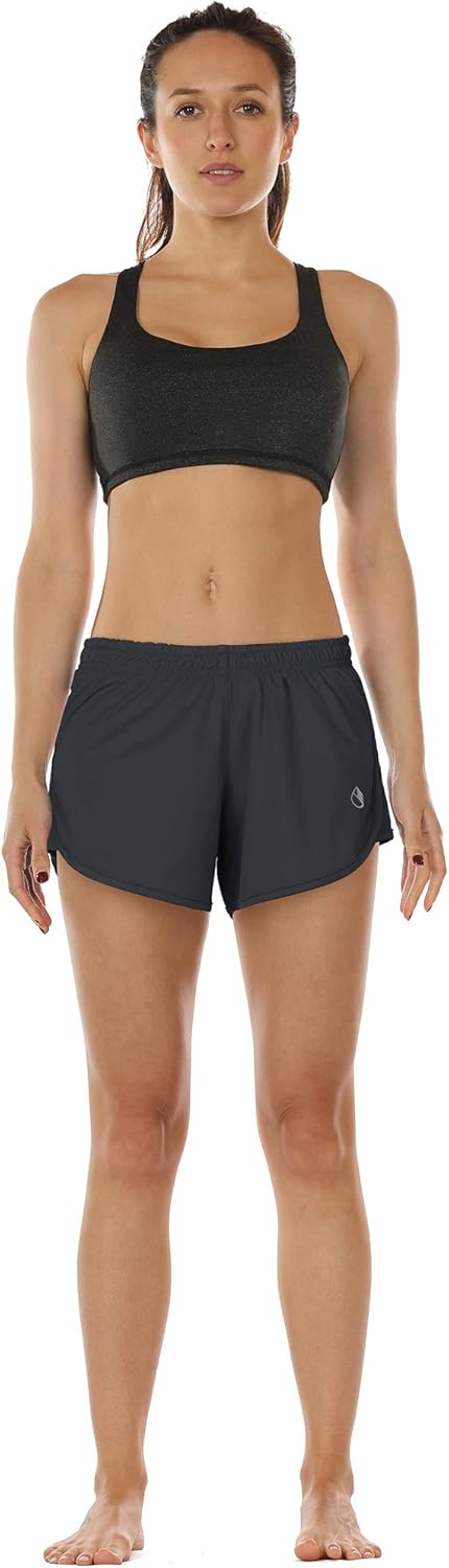 icyzone Workout Shorts Built-in Brief - Women's Gym Exercise Athletic Running Yoga Shorts: Clothing