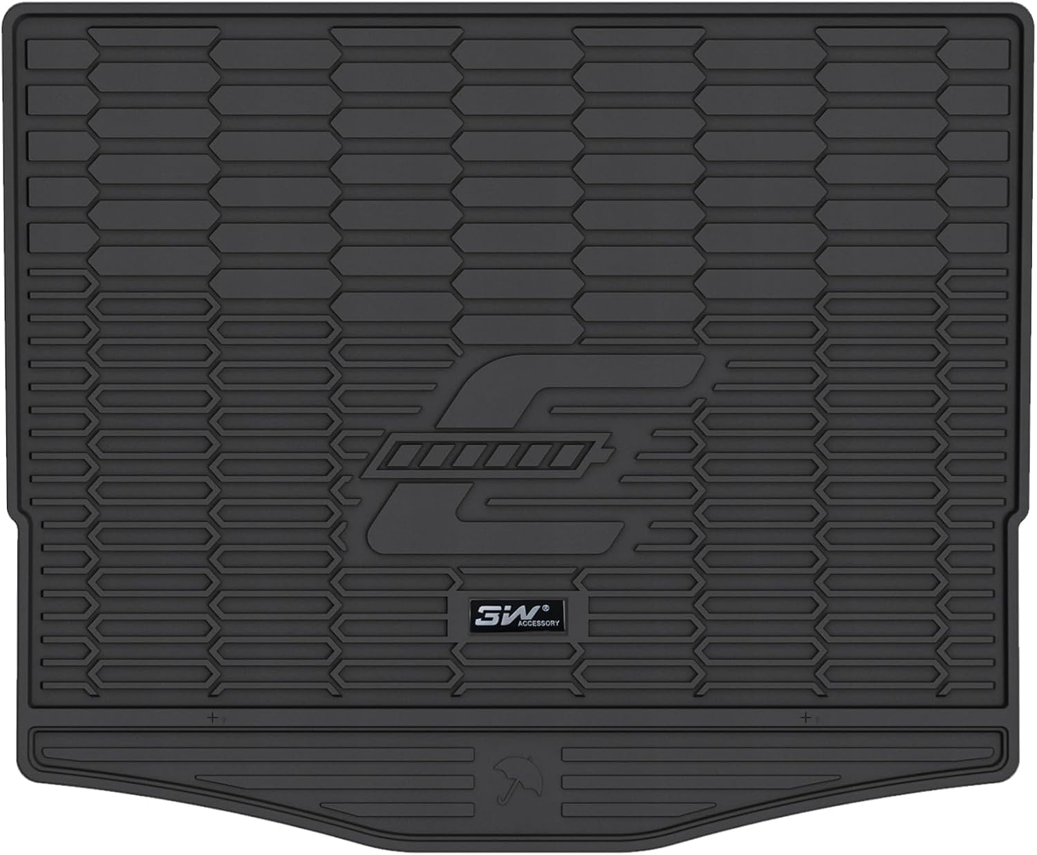 3W Ford Mustang Mach E Cargo Liner Fit for 2021 2022 2023 2024 2025, All Weather TPE Car Mats Custom TPE Fit Trunk Mat, Black (Trunk Base Upper Only) Image