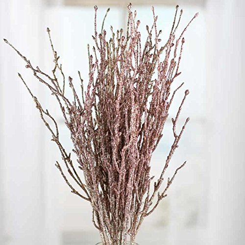 Factory Direct Craft Group of 12 Glitzy Rose Gold Glitter Twig Embellishing Stems for Event Decor, Home Accenting and Creating