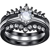 Bridal Sets Black Gold Plated Womens Wedding Bands Blue Cz Engagement Ring Sets