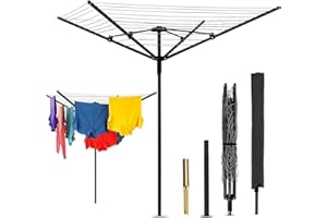 foriy 165ft Umbrella Clothesline Outdoor Umbrella Clothes Drying Rack Rotary Foldable with 4 Arms Space Saving Laundry Drying